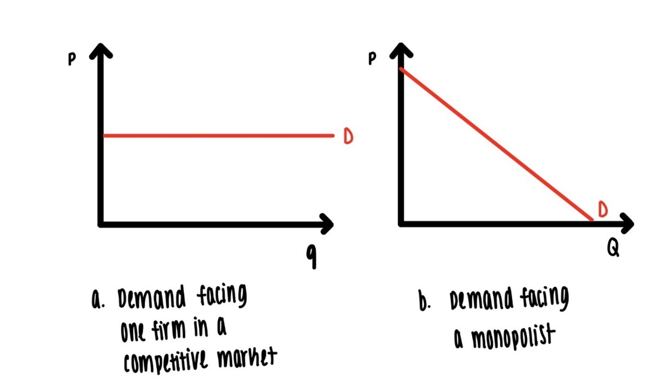 Fundamental difference between competitive and monopolistic markets.